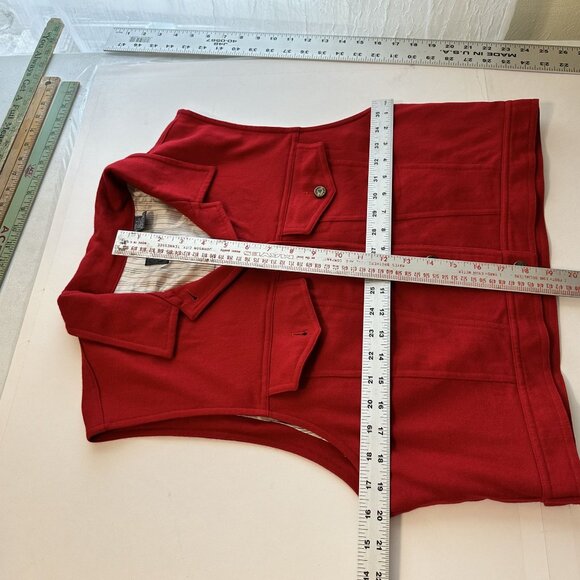 Vintage Womens Red Wool Vest Liz Claiborne Button Front Pockets 1990s Large - Picture 4 of 10